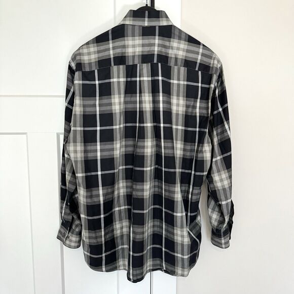 Burberry Brit Black Grey Nova Check Cotton Button Down Long Sleeve Shirt Large - Picture 5 of 7